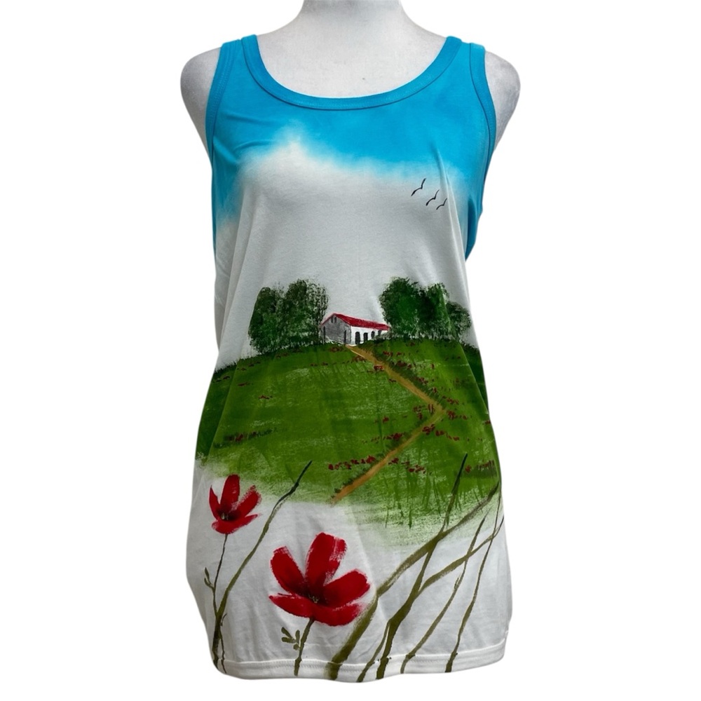 Fernando Viana Unique Colorful Handpainted Landscape Tank Top